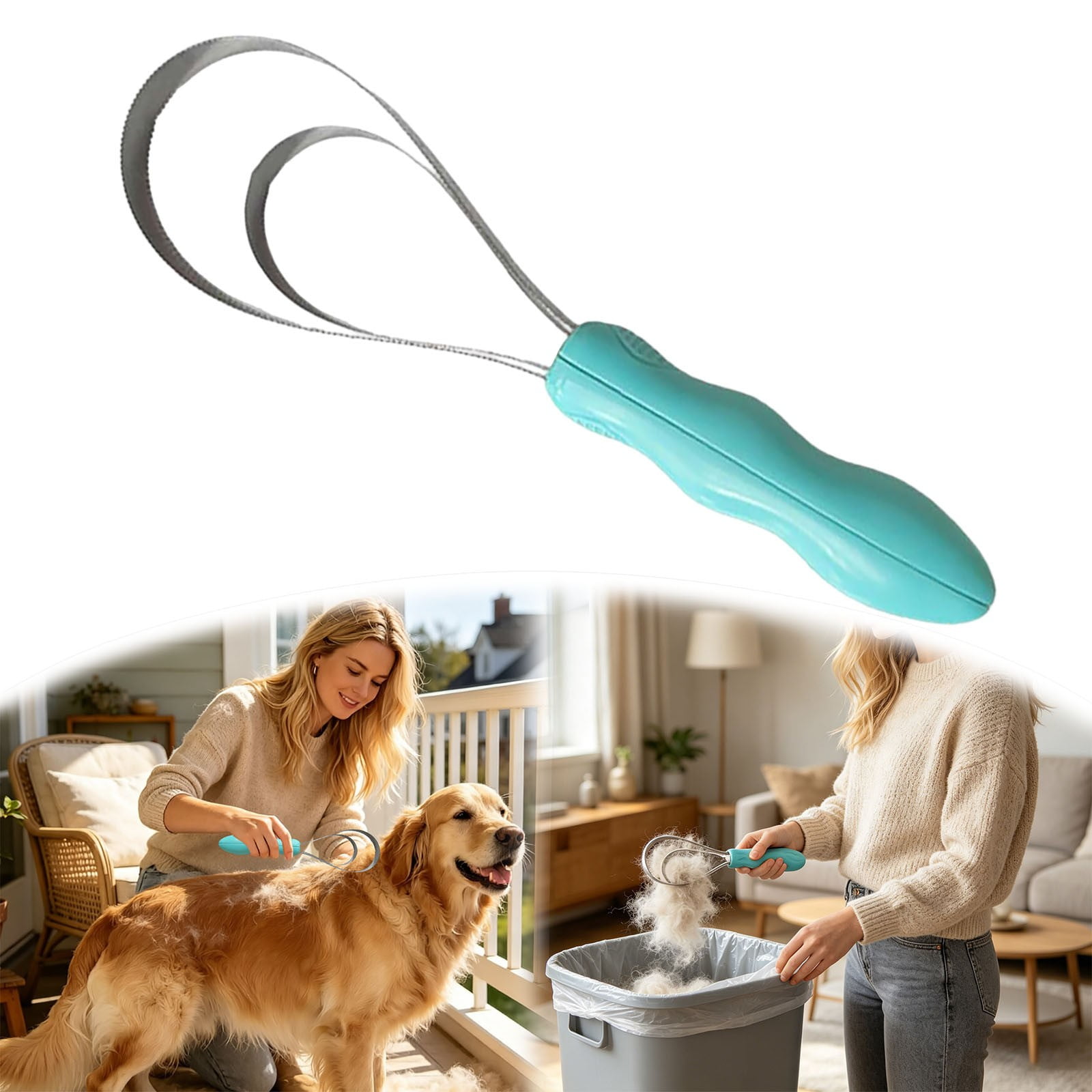 Shedding Stainless Steel Eshedding Brush With Comfort Grip Fine & Coarse Teeth Grooming Loose Hair Removal For Cat Horse Cattles Sheep Pet Supplies Sky Blue 12.2 New