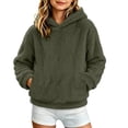 thumbnail image 2 of Lutiedan Boys Girls Sherpa Fleece Hoodie Kids Casual Fuzzy Sweatshirt Plush Winter Warm Hooded Pullover Tops Size 3-14,Army Green, 2 of 7