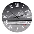 thumbnail image 2 of Designart 'Monochrome Coastline Under Cloudy Sky' Lake House Wall Clock, 2 of 5