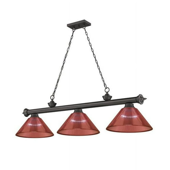 Z Lite 2306-3BRZ-PRD 3 x 60W Cordon Medium Dimmable Billiard Light, Red