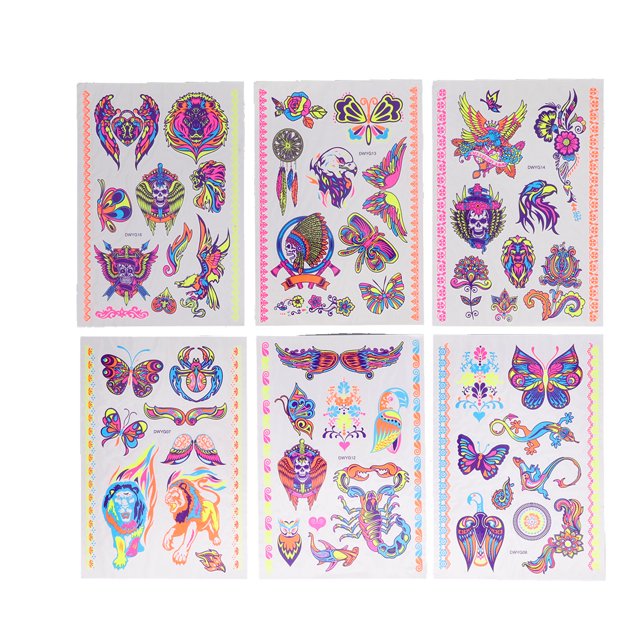 Pegatina Luminosa, Caja Fuerte Temporal Para Adultos Para Niños Para Halloween YLSHRF Glow in Dark Temporary Tattoos