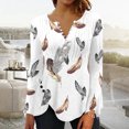 thumbnail image 2 of Pompotops Mode Femme Décontractée Col Rond Manches Longues Bouton Imprimé Haut Blouse en Solde, 2 of 4