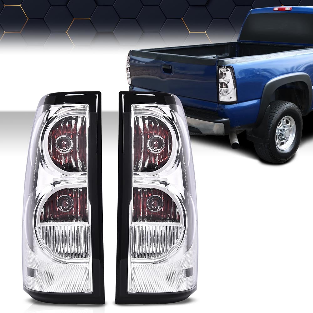 PIT66 Tail Lights Fit for 2003 2004 2005 2006 Chevy Silverado Pickup Driver and Passenger Side Clear Lens