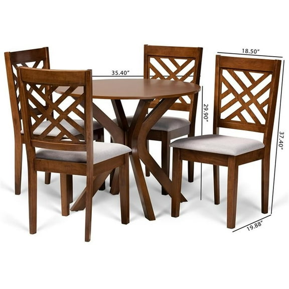 Bowery Hill Grey and Walnut Brown Finished Wood 5-Piece Dining Set