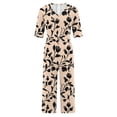 thumbnail image 5 of Edvintorg Wide Leg Jumpsuits for Women Vintage Floral Printed Short Sleeve V Neck Back Zipper Jumpsuit with Pocket Summer Casual Overalls for Women, 5 of 5