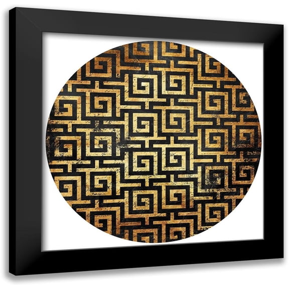 Grey, Jace 12x12 Black Modern Framed Museum Art Print Titled - Gold Black Interlock Circle