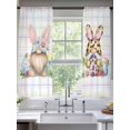 thumbnail image 2 of Easter Gnomes Sheer Curtains 63 Inch Length 2 Panels Set Window Treatments, Eggs Rabbit Spring Daisy Floral Colorful Stripes Rod Pocket Semi Curtains for Living Room/Bedroom/Kitchen, 104"W x 63"L, 2 of 7
