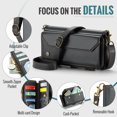 thumbnail image 6 of for Samsung Galaxy S25 Edge Rugged Case, Classic PU Leather Shoulder Strap Wrist Strap Zipper Pocket RFID Blocking Wireless Charging Kickstand Case Cover for Samsung Galaxy S25 Edge, Black, 6 of 10