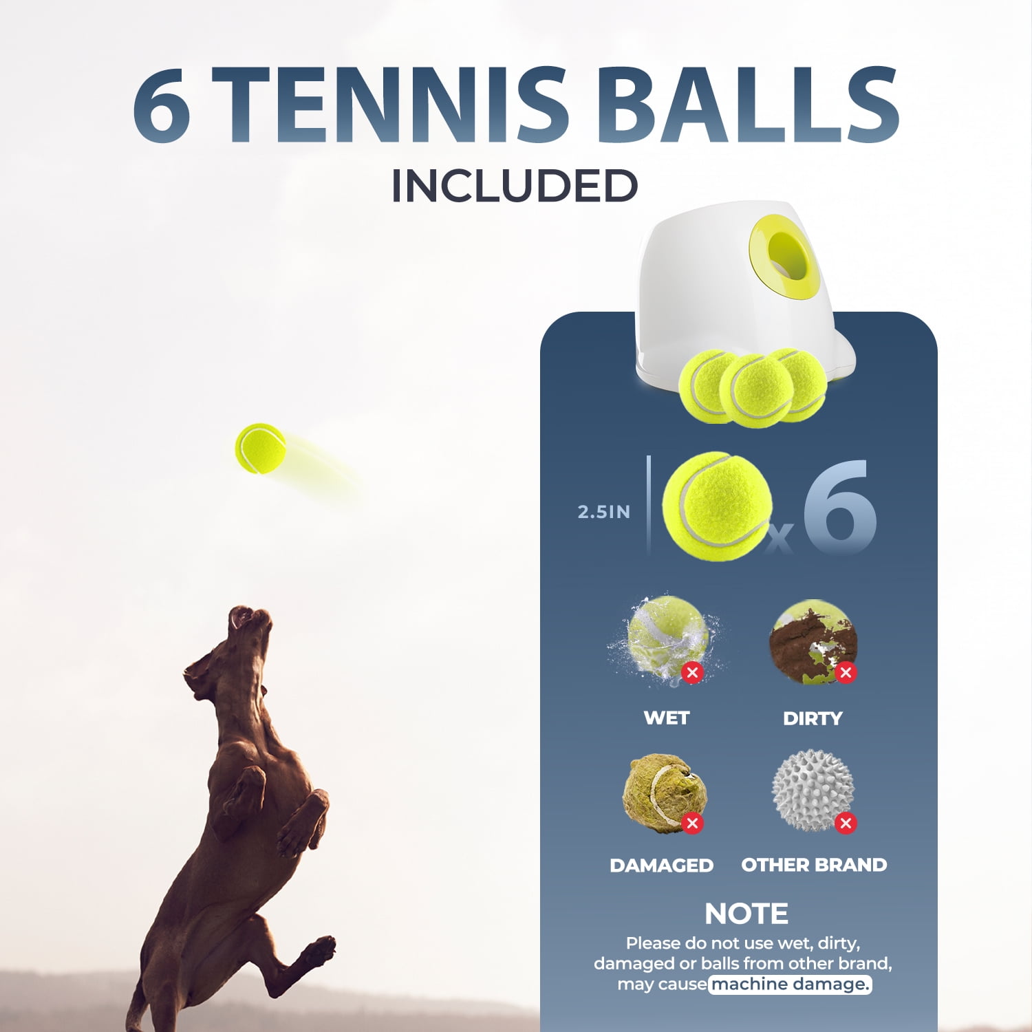 All For Paws Automatic Tennis Ball Launcher for Medium & Large Dogs, 6 Balls Included, Maxi