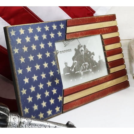 Patriotic USA Star Spangled Banner American Flag 4"X6" Picture Photo Frame
