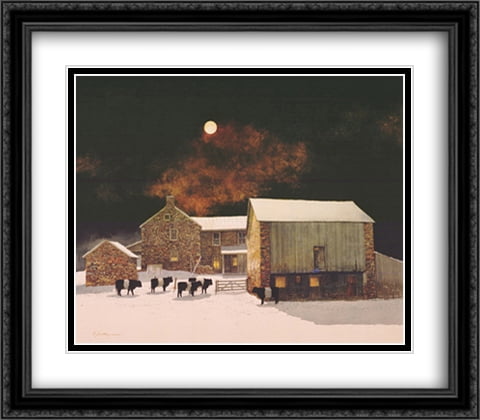 Moonscape and Moon Over Hillen by Peter Sculthorpe Winter Moon House 2 Prints