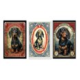 thumbnail image 2 of Designart "Retro Stamp Cute Dachshund Illustration I" Animals Dog Daschund Wall Art Set Of 3 - Dog Daschund Black Canvas Set For Living Room Decor, 2 of 6