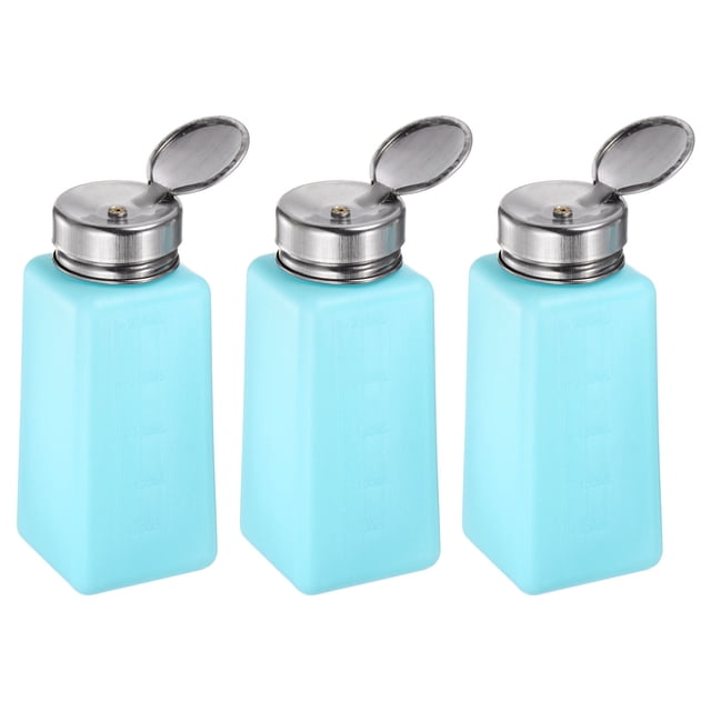 3pcs Dispensadores de Alcohol Solvente 250ml(8.5oz) con Bomba de Dispensación de Líquido y Tapa de Acero Inoxidable para Acetona, Limpiador, Azul