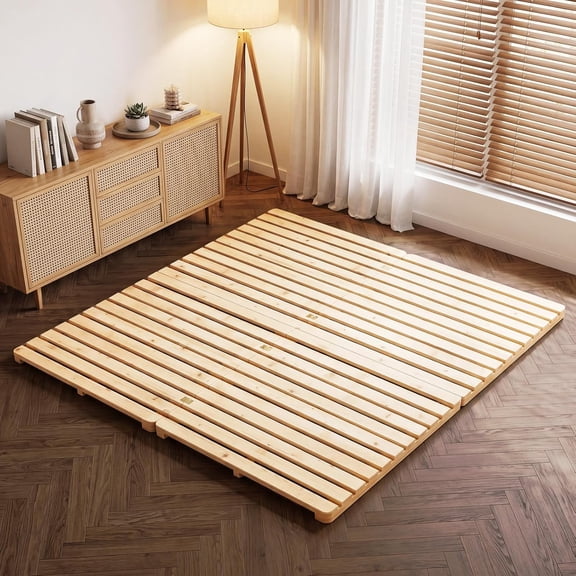 Bed Plate, Guest Tatami Bed Frame,Japanese Tatami Mat, Foldable Wood Slatted Floor Bed Frame for Futon Mattress, Breathable Moisture-Proof Floor Sleep Bedding (King)