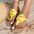 thumbnail image 5 of CAICJ98 Sandals Women Ladies Fashion Solid Color Leather Strap Open Toed Straw Woven Sole Flat Sandals,Yellow, 5 of 5