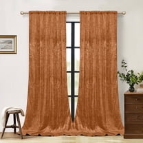 Lapalife Blackout Velvet Curtains, Scroll Floral Pattern Rod Pocket Thermal Insulated Velvet Curtain Drapes for Living Room, 2 Panels, 52"x 84", Orange