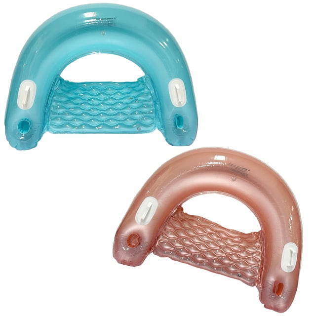 Silla inflable para piscina flotante, paquete de 2, para adultos, con soporte para 4 unidades