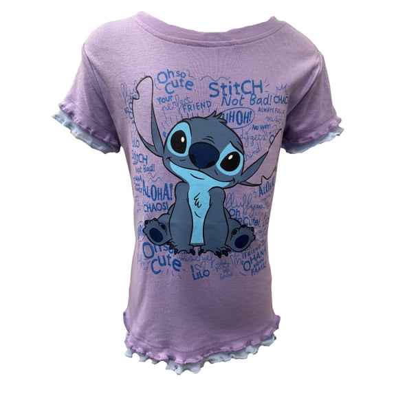 Disney Lettuce Trim Layered Stitch Tee (Girls), XS to L