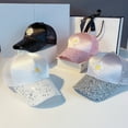thumbnail image 5 of Aellinatey Women Mesh Back Sequins Visor Baseball Cap Letter Daisy Embroidery for Snapback, 5 of 20