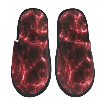 Balery Red Line Slient Indoor Furry Fleece Comfort House Shoes Soft Non-Slip Home Shoes Cotton slippers House Slippers-- Large