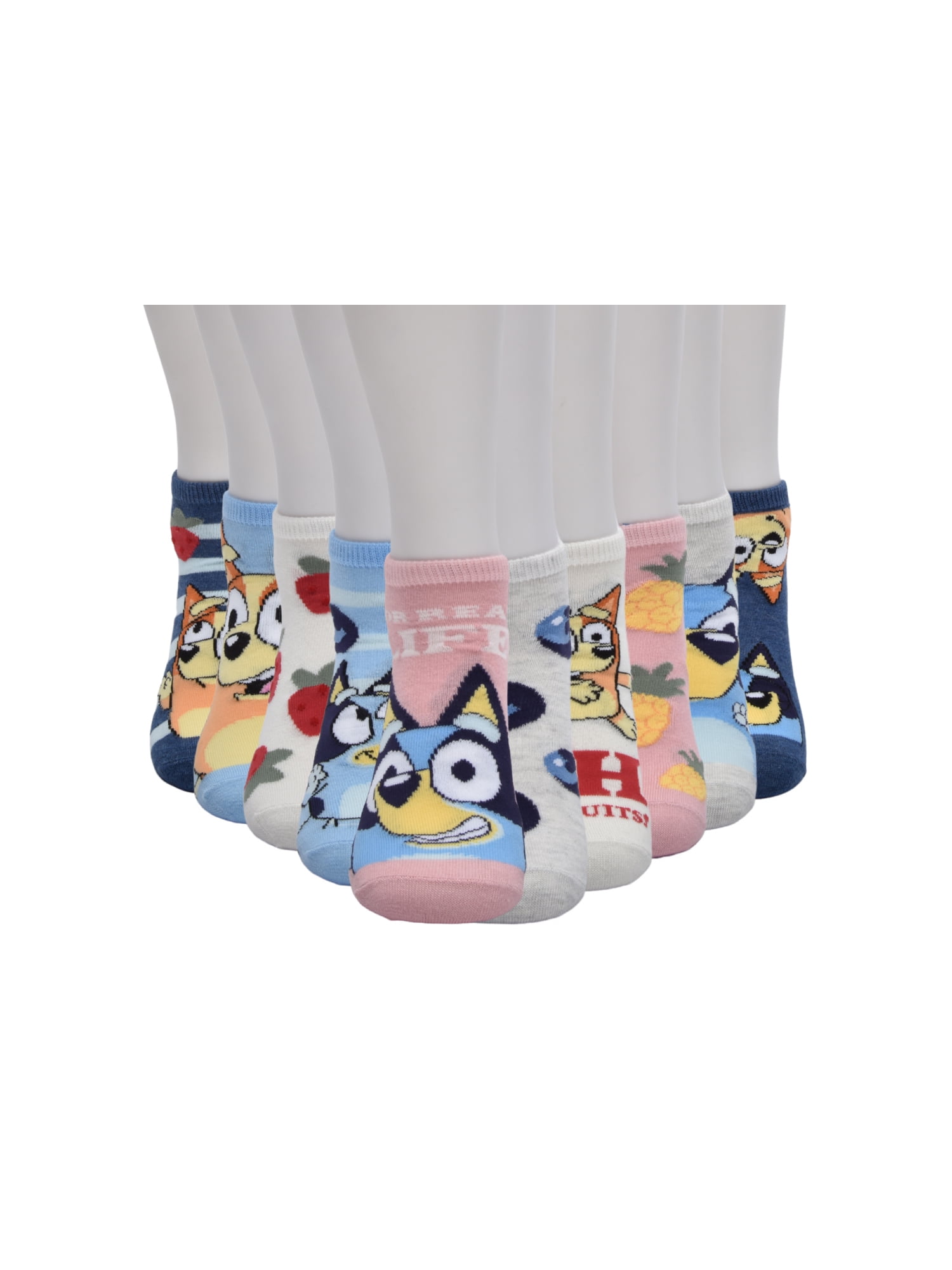 BBC Studious Bluey Women's' 10-Pack Low-Cut Socks, Shoe Size 4-10