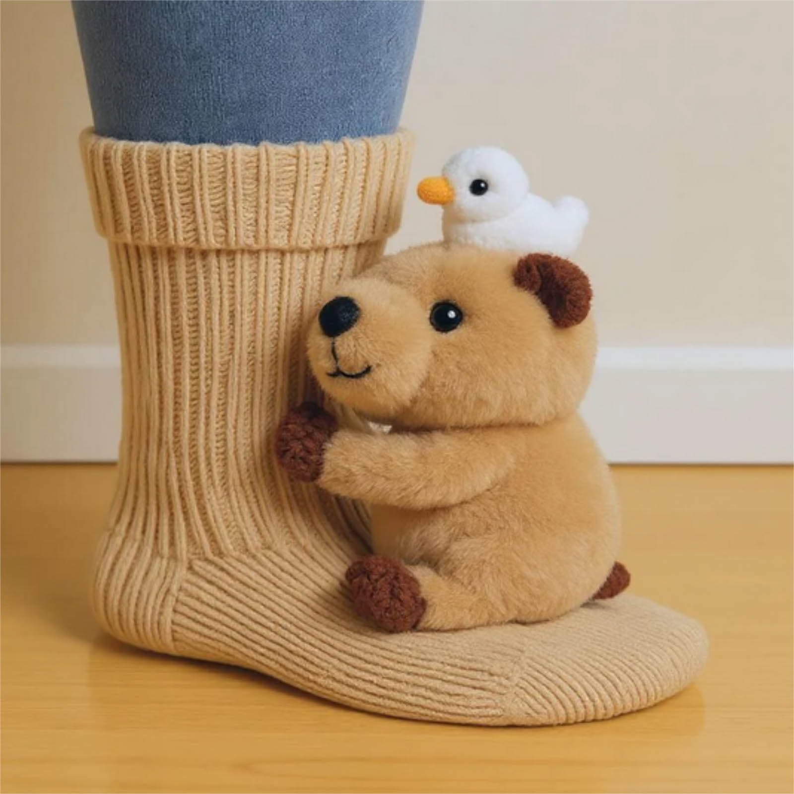 3D Hand Crocheted Knit Animal Socks, Christmas Knitted Floor Double-Layer Cotton Warm Socks (1 Pair, Style-c)