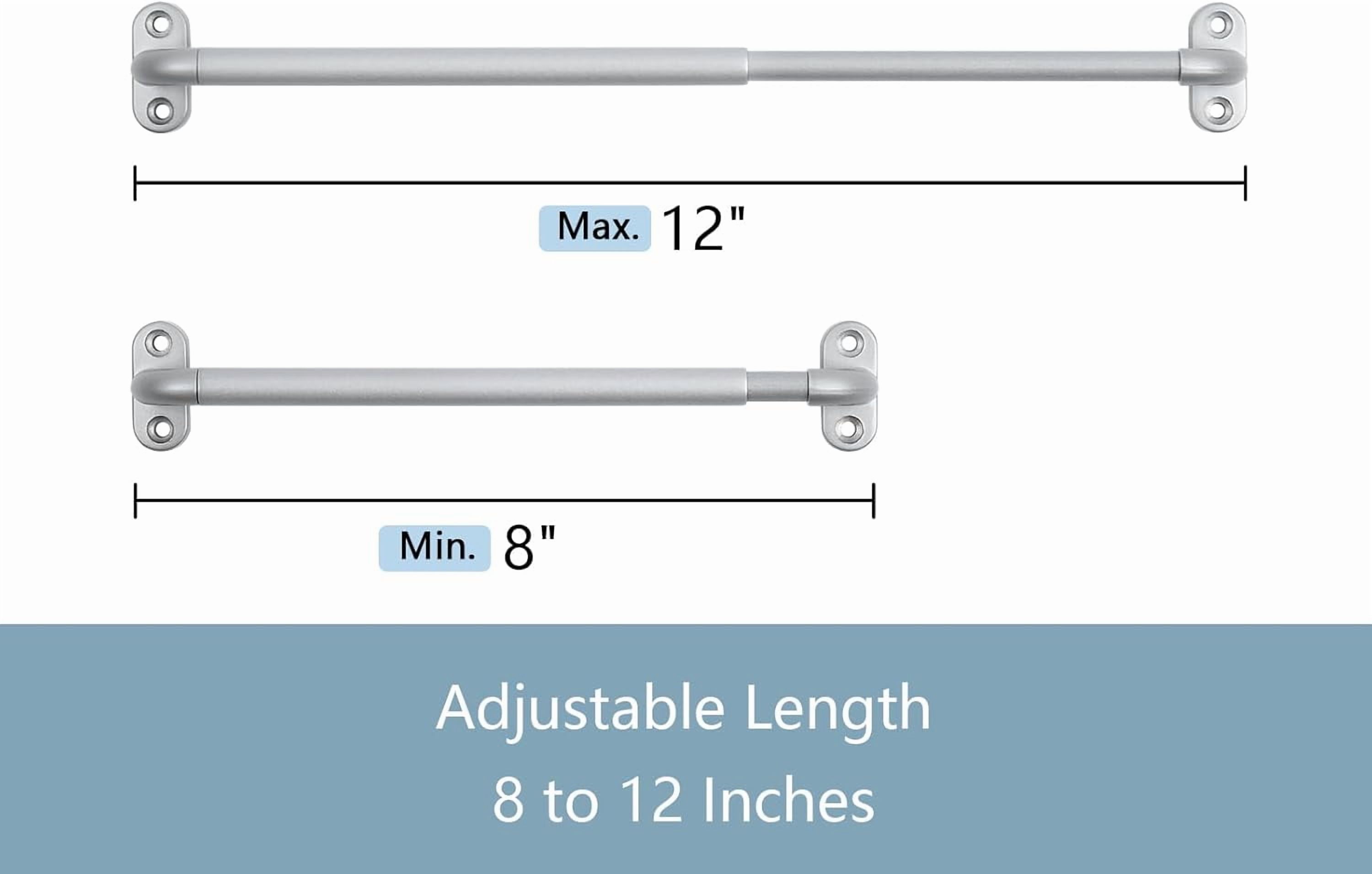 NestE - 2 Pack Screwed Sash Curtain Rod Adjustable 9-12 Inch, 3/8 In. Diameter, Mini Sidelight Window Rod (Nickel)