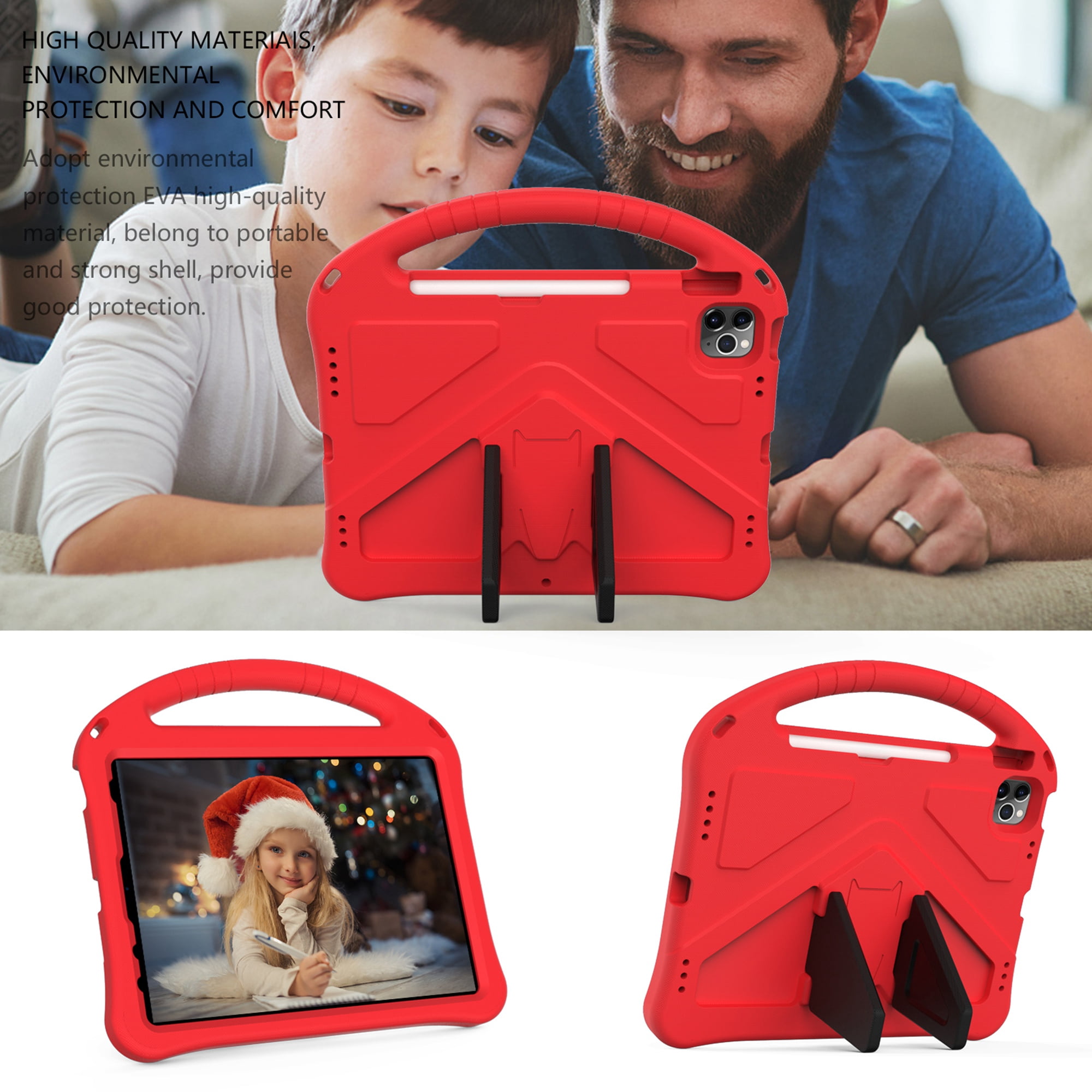 TECH CIRCLE iPad 10th Generation Case 10.9 Inch 2022,Lightweight Kids Friendly Shockproof Protective Case with Handle Pencil Holder Kickstand Child Cover for Apple iPad 10th Gen 10.9 Inch 2022,Red