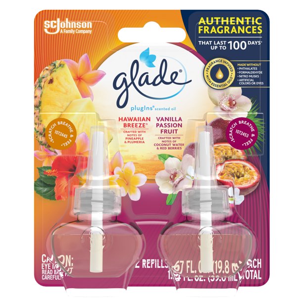Glade PlugIns Scented Oil Refill, Hawaiian Breeze & Vanilla Passion