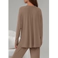 thumbnail image 5 of PRETTYGARDEN 2 Piece Lounge Sets for Women Fall Outfits Casual Knit V Neck Long Sleeve Tops Wide Leg Pants Matching Set, 5 of 8