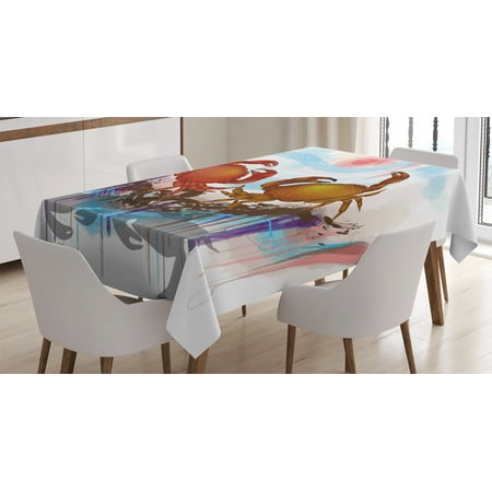 

Crabs Decor Tablecloth Sea Animals Theme Two Crabs Dancing on Abstract Grunge Background Print Rectangular Table Cover for Dining Room Kitchen 52 X 70 Inches Brown Light Blue by Ambesonne