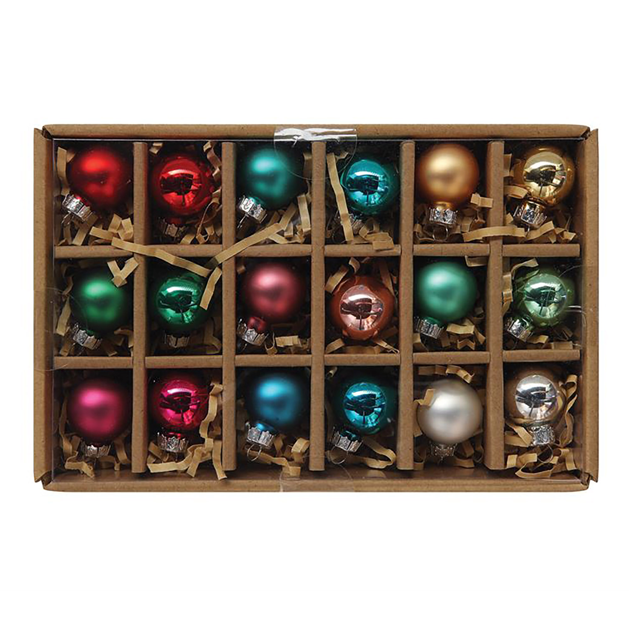 Ball Multicolored 1 inch Glass Christmas Figurine Ornaments Boxed Set