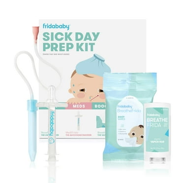 Frida Baby Sick Day Prep Kit: NoseFrida Snotsucker, MediFrida Pacifier, BreatheFrida Wipes, VaporRub