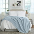 thumbnail image 6 of Great Bay Home Ringspun Cotton Lightweight Warmer Bed Blanket  (Full / Queen (90" x 90"), Pale Blue), 6 of 6