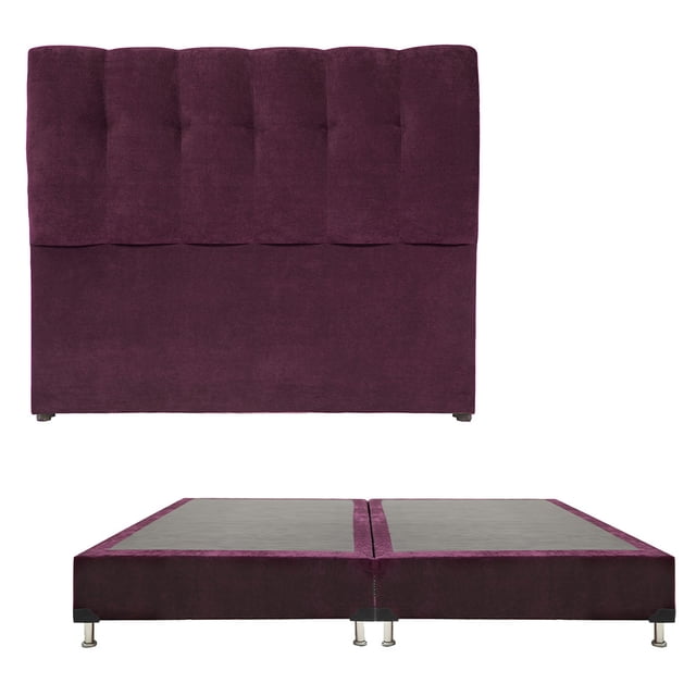 Box Base Cama King Size + Cabecera Nube Morado