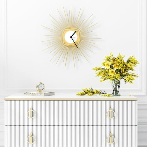 Ardeola - The Big Bang gold - 16 in Analog Sunburst Wall Clock, Art Deco Home Decor, Stylish