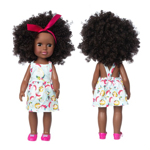 Pisexur Black Dolls 13.78 Inch American African Girl Baby Doll for Kids Aged 2 3 4 5 6 7 Years Fashion Play Doll Reborn Baby Toy Doll - Life Size Soft Adjustable, Perfect Christmas Gifts for Kids