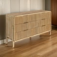 thumbnail image 6 of Benjara Cid Tori 59 Inch Wide Dresser, 4 Fluted Drawers Gold Handles, Natural Brown, 6 of 6