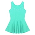 thumbnail image 3 of inlzdz Girls Sparkle Rhinestones Tulle Dress Figure Ice Skating Skirts Ballet Dance Leotard Dress Mint Green 14, 3 of 7