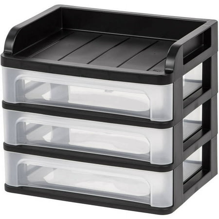 IRIS Small Desktop Drawer System, 1 Pack, Black