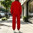 thumbnail image 6 of MexChoioe Womens Soft Solid Color 2 Piece Tracksuit Stand Collar Full Zip Sweatshirt and Jogger Pants Streetwear Sports Outfit Set for Womens, 6 of 7