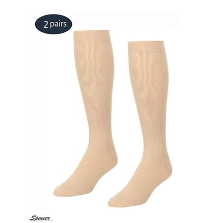 Spencer 2 Pairs Knee High Graduated Compression Socks 10-20mmHg for Men & Women Best For Running,Athletic,Medical and Travel "S-2XL"
