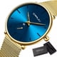thumbnail image 1 of Reloj Analógico A Prueba De Agua Crrju Mesh Belt Para Hombre Color Del Fondo Dorado/azul, 1 of 1