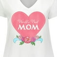 thumbnail image 4 of Inktastic World's Best Mom in Pink Heart with Flowers Women's Plus Size V-Neck T-Shirt, 4 of 5