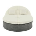 thumbnail image 3 of Highsound Outdoor Patio 2-Person Daybed, Sun Bed with Cushions and Pillows, Rattan Garden Reclining Chaise Lounge with Adjustable Backrests and Foldable Cup Trays for Lawn, Poolside, Beige, 3 of 9