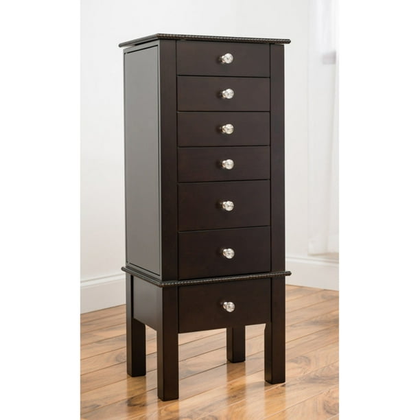 Crystal Standing Jewelry Armoire Espresso