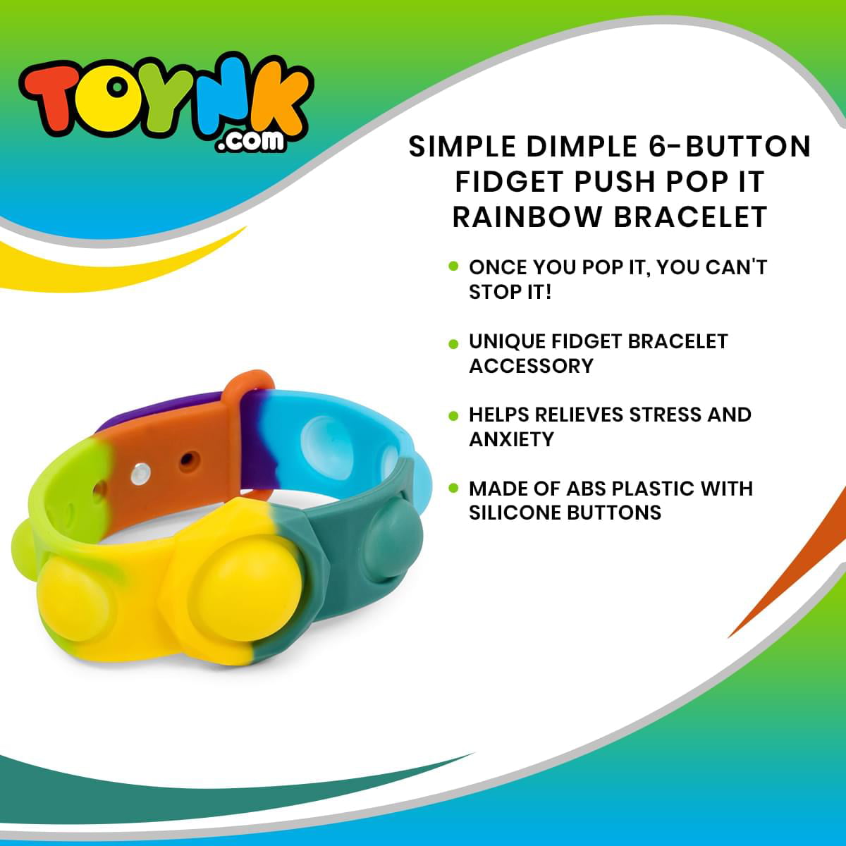 Autisme 6 Push Pop Bracelet Soulagement du Stress Fidget Toys Sensoriel Multicolore Ajustable Soulagement du Stress Main Doigt Presse Bracelet en Silicone Jouet pour Enfants et Adultes Anxiété