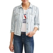EV1 from Ellen DeGeneres striped denim jacket women's