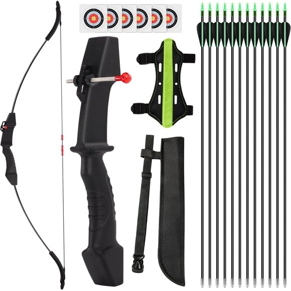 Youth Recurve Bow and Arrow Set, 15 lbs Recurve Bow for Beginners, Left and Right Hand Archery Set