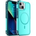 thumbnail image 1 of KOMI Magnetic for iPhone 13 Case, [Compatible with MagSafe][10 FT Military Grade Drop Protection] [2+Tempered Glass Screen Protector] Non-Slip Heavy Duty Full-Body Shockproof Phone Case, Light Blue, 1 of 4